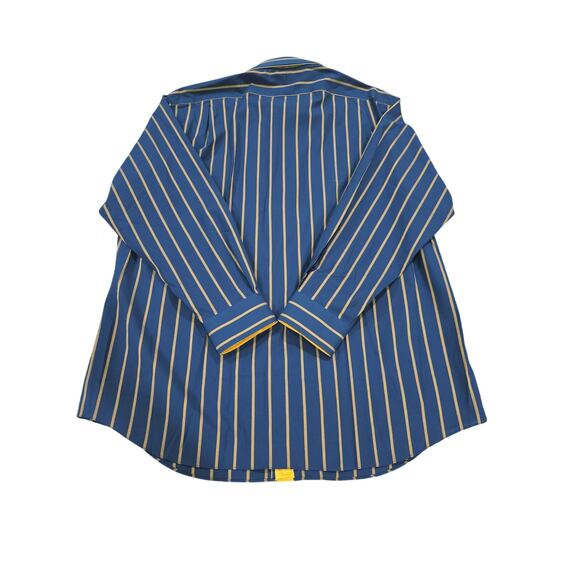 NWT Paul Fredrick Tailor Fit LS Dress Shirt Navy/Gold Neck: 18 - Picture 2 of 6